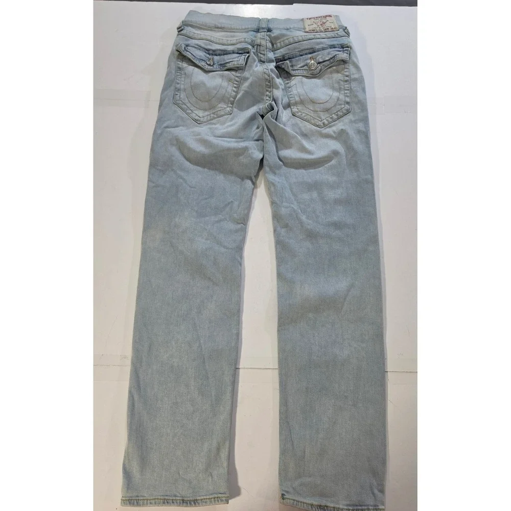 True Religion Geno Flap Relaxed Slim Blue Light Wash Denim Jeans Size 32 Y2K
